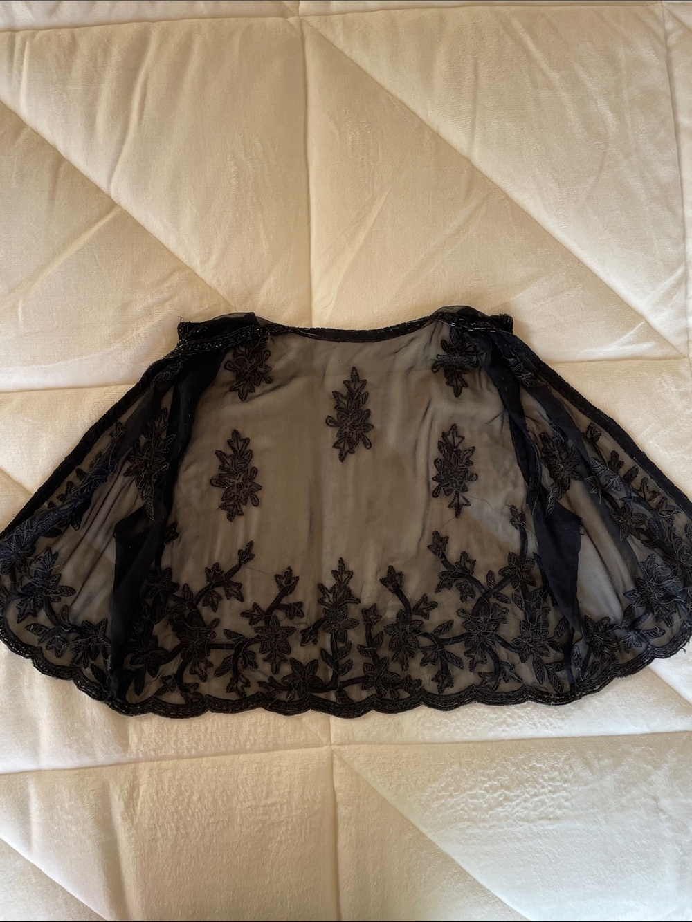 Vintage Embroidered Sheer Silk Black Beaded Vest Top - Picture 3 of 8